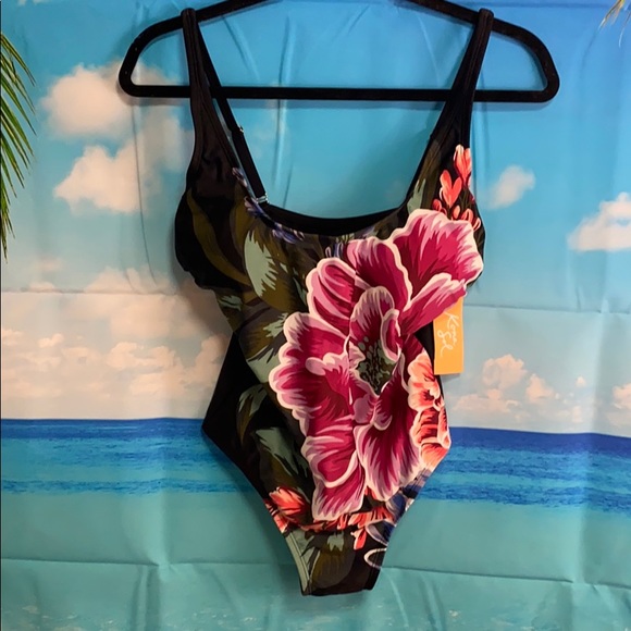 Kona Sol Other - Kona Sol Floral One Piece Swimsuit Medium #AA044